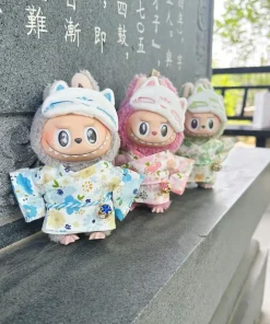 Doll Clothes For 15-17cm V1 V2 V3 Labubu Plush Idol Doll Kimono Skirt Eye Mask 2PCS/Pack Outfit Decoration Accessories Fans Gift