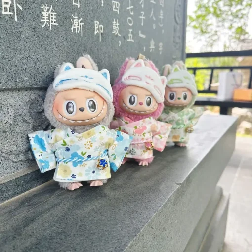 Doll Clothes For 15-17cm V1 V2 V3 Labubu Plush Idol Doll Kimono Skirt Eye Mask 2PCS/Pack Outfit Decoration Accessories Fans Gift