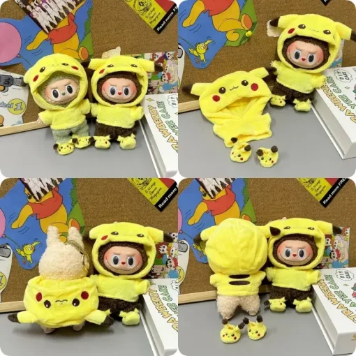 2025 Brand new 17cm Labubu Doll clothes Cute Pikachu style clothes Doll not included Clothes only