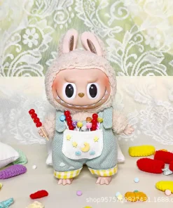 New Original Mini Labubu Clothing 17cm, Bestseller Labubu Figurine Clothes, Vinyl Blind Box Keychain, Jeans And Change Outfits