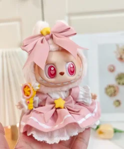 Labubu Clothes For 15/17cm Plush Idol Doll Kawaii Sakura Skirt Cosplay 4PCS/Pack Magic wand Headwear Clothing Accessories Gift