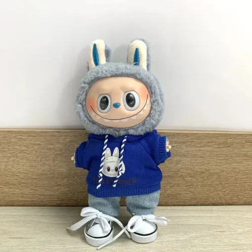 17cm Labubu Doll Clothes, Labubu Outfit Set with Hoodie - DIY Doll Replacement Accessories, Doll Decorations, Kids Gift, Doll Cl