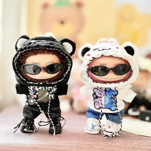 2025 New Labubu Doll Clothes Bear Hooded Sweatshirt Cute And Fashionable Set Plush Doll Clothes Change Accessories Cool Casual