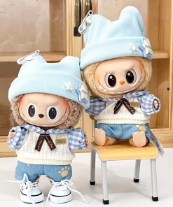 New Mini First And Second Generation Labubuwa Clothes, 17cm Vinyl Figurine, Party Blind Box, Hanging Clothes, Hoodie And Hat