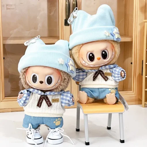 New Mini First And Second Generation Labubuwa Clothes, 17cm Vinyl Figurine, Party Blind Box, Hanging Clothes, Hoodie And Hat
