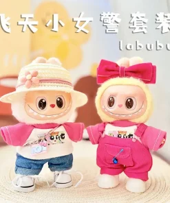 Labubu Doll Clothes Rose Red Flying Girl Police Set 17cm Plush Doll Clothes Replacement Labubu I II Idol Doll Sitting Party