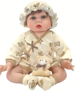 1 set of yellow bear romper suit doll clothes for 22-inch (55CM) NPK silicone dolls. Suitable for NPK silicone dolls