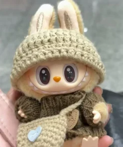15-17cm Labubu Fashion Sweater Outfit Accessories Sitting Party Pink White Striped Sweater Cup Clothing For Labubu  Doll Clothes
