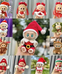 17cm Labubu I II Idol Dolls Clothes Red Cape Santa Hat Deer Xmas Accessories Korea Kpop Exo Clothing Hoodie Plush Doll'S Clothes