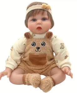 1 set of brown bear suspender pants suit doll clothes for 22-inch (55CM) NPK silicone dolls. Suitable for NPK silicone dolls