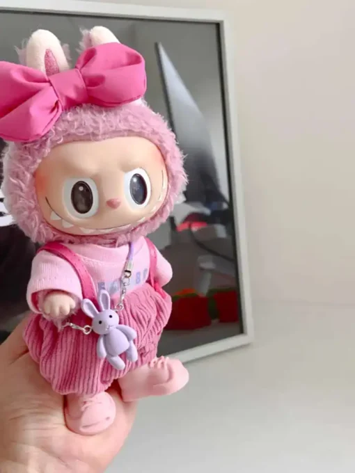 original 17cm labubu clothes outfit Plush doll clothes Macaron Cute Clothing DIY Kid Gift Clothes Hair accessories v1v2 clothes