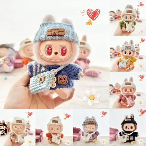 17cm Mini Doll'S Clothes Outfit Accessories For Labubu Sweater Hat Shoulder Bag Clothing Labubu Doll Clothes Fashion Clothes