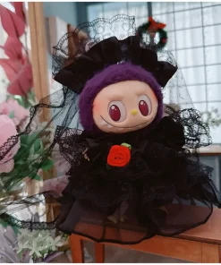 Labubu Clothes Black Wedding Dress For 15-17cm Mini Labubu Doll Decoration Accessories Fans Gift