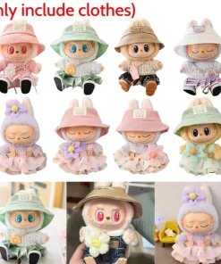 17cm Mini Plush Doll'S Clothes Outfit Accessories For Labubu v1/v2 Doll Soft Knitted Sweater Suit Sitting Party Dress Set