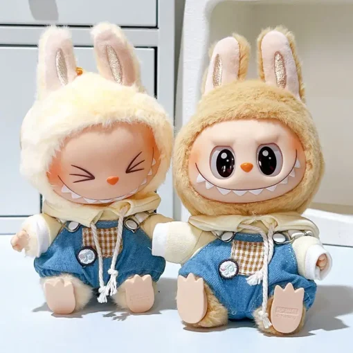 17cm First And Second Generation Wearable Doll Pendant Hoodie And Overalls Set Cute Baby Clothes Hoodie And Overalls Cute Outfit