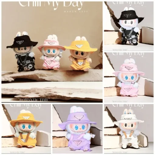 Clothes only] LABUBU blind box first generation second generation Labubu doll bib suit Labubu pendant pink hat pants dollclothes