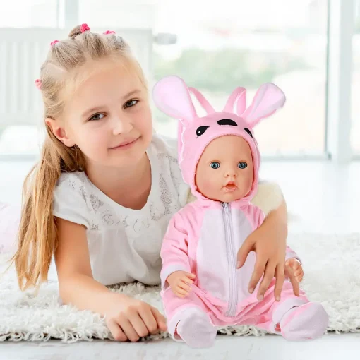 Doll Outfits Jumpsuit 16-18Inch/40-45cm Dolls Baby Born Doll Pink Cute Rompers Suit+Shoes Set Warm Clothes Doll Baby Girl Gift
