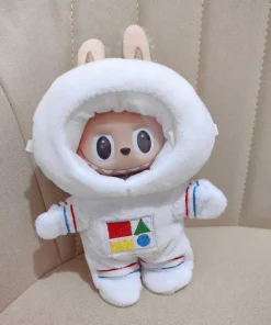 For 17cm Cute Mini Plush Doll's Clothes Outfit Accessories For Labubu Dolls Sweater Hoodie Clothing Astronaut Mask Spacesuit
