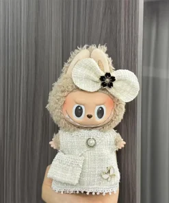 ForLabubu Doll Clothes Outfit Accessories Labubu Clothes Designer Black and White Plaid Dress Set  Mini Dolls Clothing Girl Gift