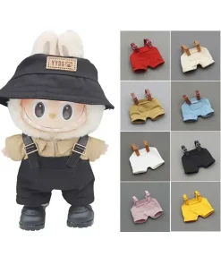 17cm Mini Doll'S Clothes Outfit Accessories for Labubu V1 V2 Striped Overalls Hats Glasses Shoes Cool Handsome Clothing Gift