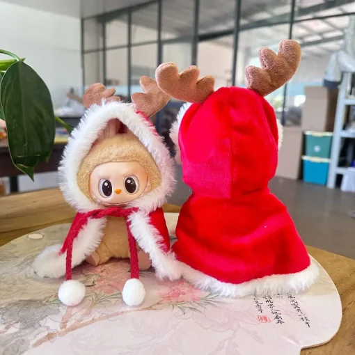 17cm Labubu I II Cute Plush Doll'S Clothes Idol Dolls Sitting Party Christmas Clothing Deef Cape Accessories For Korea Kpop Exo