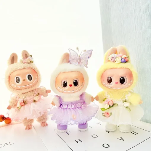 17cm Labubu I II Doll Clothing Doll Clothing Butterfly Fairy Yarn Skirt With Hair Accessories Sitting Party