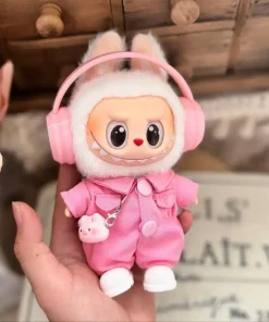 For 17cm 3.0 labubu v1/v2/v3 clothes cute cat pink set love outfits Cherry Decorated Outfit Replacement for Ropa Labubu