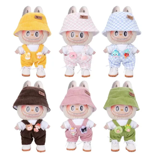 One and two generation 17CM sitting party labubu bucket hat underwear hanging pants set baby clothes labubu