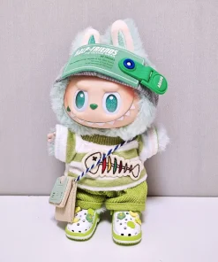 Labubu Clothes For 15-17cm Plush Idol Doll T-shirt Pants Shoes Bag Headcover 5PCS Set Clothing Decoration Accessories Fans Gift
