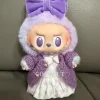 For Labubu 3.0 Big into Energy Series Clothes  Labubu red checkered dress Purple sweater cardigan Labubu Clothing