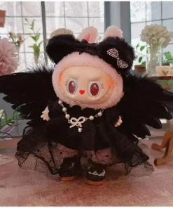 Labubu Clothes Vinyl Blind Box 17cm Monster Doll Sitting Party Macaron Devil Dress Black Wedding Dress White Angel Replacement