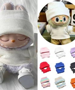 15/17cm Labubu Solid Color Sweater Hoodie Doll Clothes Outfit Set for Ropa Labubu Dolls
