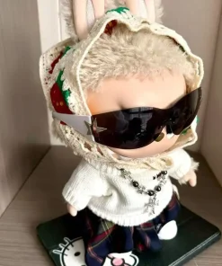 Labubu One Big Summer Black Skin Doll 38cm Vinyl High Aesthetic Value Doll Clothes Fashionable Cool Clothes Doll Accessories