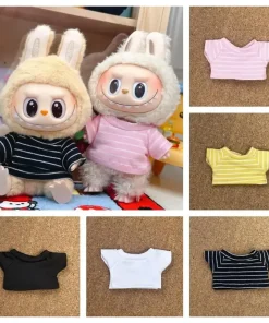 For 17 CM Labubu baby clothes plush vinyl face doll pendant Labubu with versatile T-shirt top Little Clothes for labubu