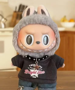 Labubu Clothes For 15/17cm V1 V2 V3 Plush Idol Doll Hip Hop T-Shirt Pants Necklace 3PCS/Pack Decoration Accessories Fans Gift