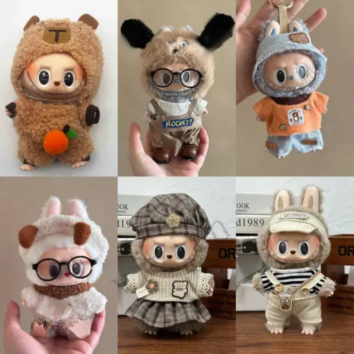 Mini Plush Doll'S Clothes Outfit Accessories For Korea Kpop Exo 15-17cm Labubu Idol V1 V2 overalls set Clothing Gift
