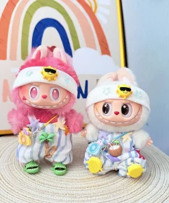 Labubu Doll Clothes Summer SeaStar Sand Overalls Labubu I II Idol Dolls Plush Doll'S Clothes Sitting Party Accessories