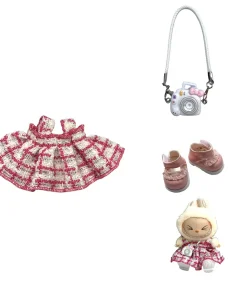 Doll Clothes Outfit Accessories Labubu Clothes Designer Pink Dress Set for 17CM Labubu V2 V1 DIY Mini Dolls Clothing Girl Gift