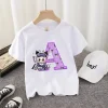 2025 New Creative Cartoon Labubu Clothes Girl Summer Short Sleeve Suit Cute Printed T-Shirt Children Wide-Leg Pants Casual Suit 2