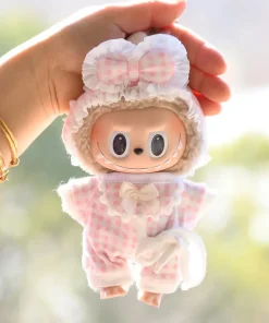 Solo ropa nueva, ropa para muñeca Labubu de 15cm, figura de vinilo, pijamas a cuadros, conjunto bonito y moderno, accesorios de cambio