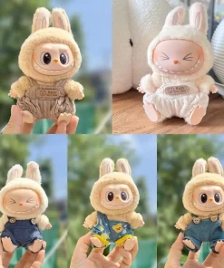 귀여운 미니 봉제 인형의 턱받이 바지 17cm Labubu I II 아이돌 인형 액세서리 한국 Kpop Exo 앉아 파티 의류