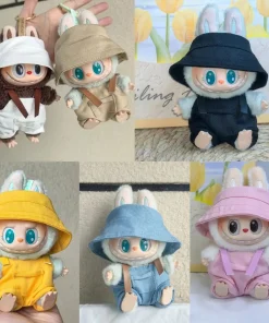 Labubu 15cm/17cm Doll Clothing Sitting Party Doll Clothing 6 Colors Belt Bib Pants with Hat