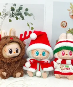 17cm Mini Plush Doll'S Clothes Outfit Accessories For Labubu Idol V1 V2 Christmas Cookie Man Sweater Hat Clothing New Year Gift