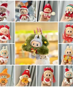 Christmas Decor 17cm Labubu II Idol Dolls Clothes No Doll Mini Doll Sitting Party Outfit Clothing Bib Pants Skirts DIY Gift