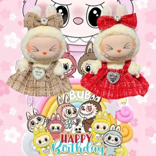 For 17cm Labubu Plush Doll Skirt- Adorable Skirt Set for DIY Clothes Accessories Gift