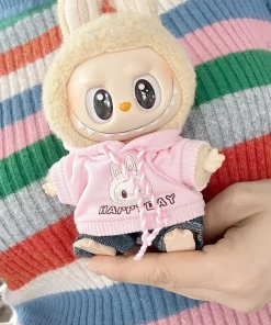 17cm Mini Plush Doll'S Clothes Labubu I II Idol Dolls Sitting Party Cute Hoodie With Pants Accessories For Korea Kpop Exo