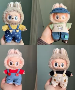 For 17cm Labubu Dopamine Overalls Set Trendy Vinyl Doll Clothes for Labubu Perfect for Stylish Doll Outfits