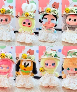 Cute Plush Dolls Clothes for Labubu I II Korea Style Fluffy Daisy straw Hat Suit Dress Flower Hat Suit for Ladbubu Crybaby