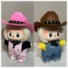 17cm Labubu Dolls Clothing The Monster Clothes Outfit Accessories DIY Kids Gift White T-shirt And Jeans Checkered Hat FD06E 3
