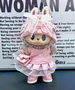 Labubu 17cm Canvas Doll Clothes Set - Fashionable Decoration Props for Dolls (6 Pieces) - Clothing Only, Dolls Not Included
